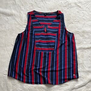 Tommy Hilfiger Striped Sleeveless Top Blue Red Green Black Size Large